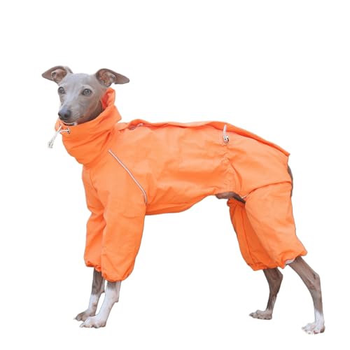UOSIA wasserdichte, verstellbare Jacke mit hohem Kragen für italienische Windhunde, 4 Beine, reflektierender Streifen, Hundemantel mit Reißverschluss für Whippet-Hunde von UOSIA
