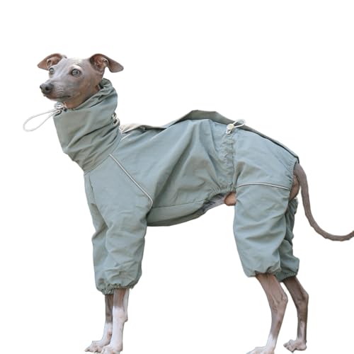 UOSIA wasserdichte, verstellbare Jacke mit hohem Kragen für italienische Windhunde, 4 Beine, reflektierender Streifen, Hundemantel mit Reißverschluss für Whippet-Hunde UOSIA wasserdichte, verstellbare Jacke mit hohem Kragen für italienische Windhunde, 4 Beine, reflektierender Streifen, Hundemantel mit Reißverschluss für Whippet-Hunde von UOSIA