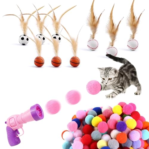 UOSIWYA Katzen Spielzeug, Katzenspielzeug Set Einbeziehen 9 Stück Interaktives Katzenspielzeug Federn Katzenball Hochelastischer 1 Stück Kitten Spielzeug Launcher mit 50 Bällen UOSIWYA Katzen Spielzeug, Katzenspielzeug Set Einbeziehen 9 Stück Interaktives Katzenspielzeug Federn Katzenball Hochelastischer 1 Stück Kitten Spielzeug Launcher mit 50 Bällen von UOSIWYA