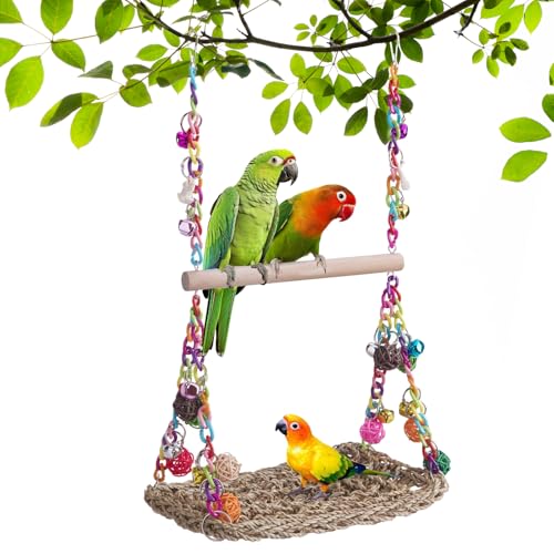 Vogelspielzeug für Wellensittiche, Nymphensittich Spielzeug mit Glocke Wellensittich Spielzeug Vogelkäfig Zubehör Schaukel Vogel Hängende Hängematte Spielplatz für Finken Sittiche Vogelspielzeug für Wellensittiche, Nymphensittich Spielzeug mit Glocke Wellensittich Spielzeug Vogelkäfig Zubehör Schaukel Vogel Hängende Hängematte Spielplatz für Finken Sittiche von UOSIWYA