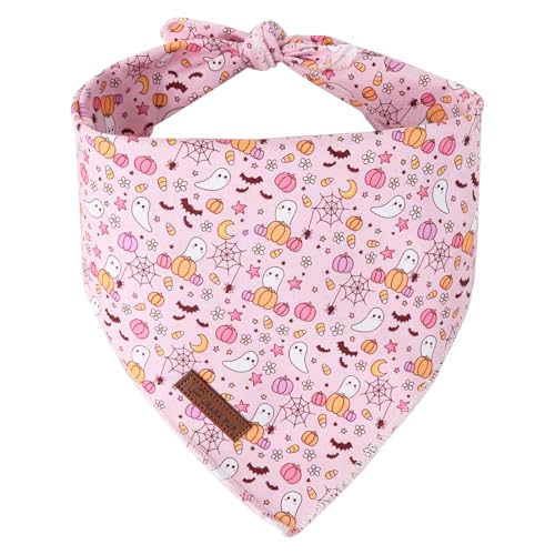 Halloween-Kürbis-Hundehalstuch, Dreieckstuch mit Kürbis, Geist, Fledermaus-Muster, Baumwolle, Haustier-Tuch für Mädchen, Jungen, Hunde oder Katzen, niedliches Welpen-Bandana für Hunde Halloween-Kürbis-Hundehalstuch, Dreieckstuch mit Kürbis, Geist, Fledermaus-Muster, Baumwolle, Haustier-Tuch für Mädchen, Jungen, Hunde oder Katzen, niedliches Welpen-Bandana für Hunde von UP URARA PUP