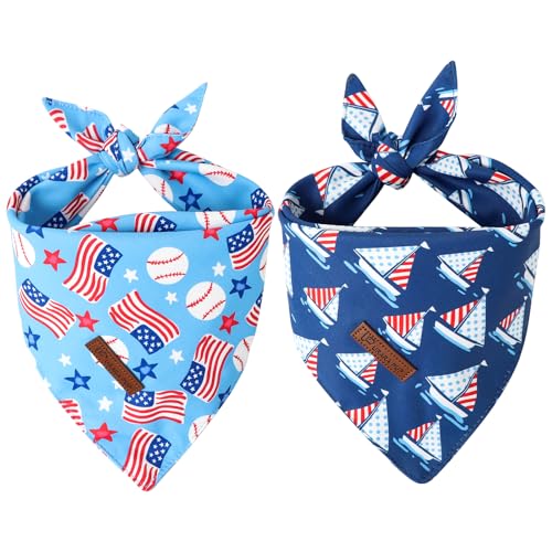 UP URARA PUP Flagge Hund Bandana 2-4th 0f Juli Bandanas & Baseball Welpen Dreieck Lätzchen Sommer Hundehalstücher Verstellbare Baumwolle Dreieck Schals für Kleine Hunde Welpen von UP URARA PUP