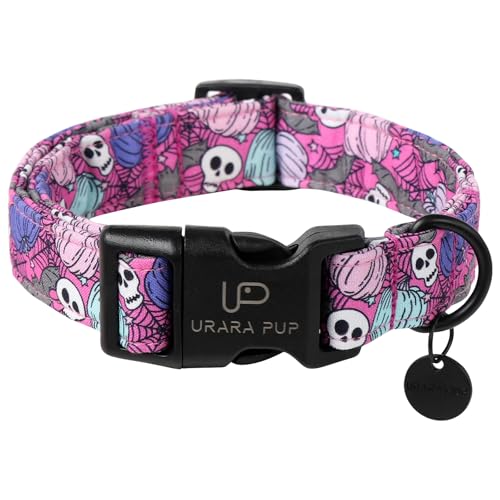 UP URARA PUP Halloween-Hundehalsband, Herbst-Baumwollhalsband für Welpen, Mädchen, Hunde oder Katzen, Halloween-Themen-Halsband mit Kürbis, Geist, Fledermaus-Muster, bezaubernd und leicht, Größe L UP URARA PUP Halloween-Hundehalsband, Herbst-Baumwollhalsband für Welpen, Mädchen, Hunde oder Katzen, Halloween-Themen-Halsband mit Kürbis, Geist, Fledermaus-Muster, bezaubernd und leicht, Größe L von UP URARA PUP