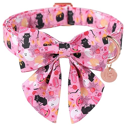 UP URARA PUP Halloween Hundehalsband mit Fliege & Blume, Baumwolle Fliege & Blume Hundehalsband für Jungen oder Mädchen Hunde, Niedliches Rosa Bequemes Haustierhalsband mit Metallschnalle UP URARA PUP Halloween Hundehalsband mit Fliege & Blume, Baumwolle Fliege & Blume Hundehalsband für Jungen oder Mädchen Hunde, Niedliches Rosa Bequemes Haustierhalsband mit Metallschnalle von UP URARA PUP