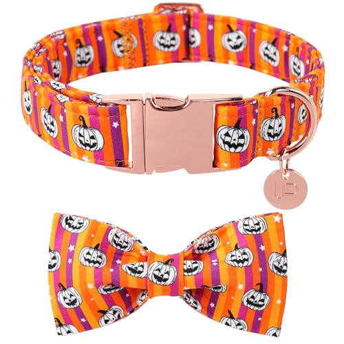 UP URARA PUP Halloween-Kürbis-Hundehalsband mit Fliege, Halloween-Welpenhalsband mit verstellbarer Metallschnalle, ausgefallenes Hundehalsband, Fliege für Mädchen, Jungen, Hund, Größe L UP URARA PUP Halloween-Kürbis-Hundehalsband mit Fliege, Halloween-Welpenhalsband mit verstellbarer Metallschnalle, ausgefallenes Hundehalsband, Fliege für Mädchen, Jungen, Hund, Größe L von UP URARA PUP