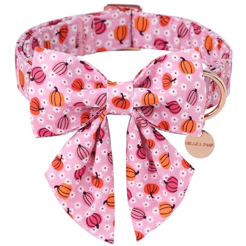 UP URARA PUP Halloween-Kürbis-Hundehalsband mit Fliege, rosa Halloween-Welpenhalsband mit verstellbarer Metallschnalle, ausgefallenes Hundehalsband, Fliege für Mädchen, Jungen, Hund, Größe M UP URARA PUP Halloween-Kürbis-Hundehalsband mit Fliege, rosa Halloween-Welpenhalsband mit verstellbarer Metallschnalle, ausgefallenes Hundehalsband, Fliege für Mädchen, Jungen, Hund, Größe M von UP URARA PUP