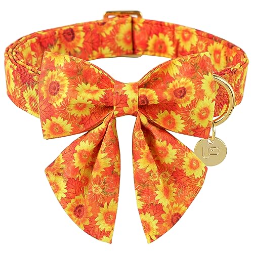 UP URARA PUP Herbst Hundehalsband mit Fliege & Blume, Baumwolle Fliege & Blume Hundehalsband für Jungen oder Mädchen Hunde, Schöne Sonnenblume Haustier Halsband mit Metallschnalle UP URARA PUP Herbst Hundehalsband mit Fliege & Blume, Baumwolle Fliege & Blume Hundehalsband für Jungen oder Mädchen Hunde, Schöne Sonnenblume Haustier Halsband mit Metallschnalle von UP URARA PUP