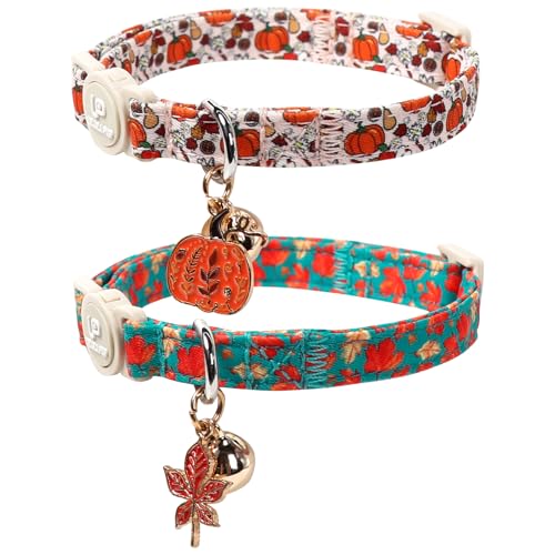 UP URARA PUP Herbst-Katzenhalsband, Herbst-Kätzchen-Halsbänder, Halloween-Kürbis-Kätzchen-Halsbänder, niedlicher Kürbis und Ahornblatt-Anhänger, Ahornblatt-Katzenhalsband mit Glöckchen, für Mädchen UP URARA PUP Herbst-Katzenhalsband, Herbst-Kätzchen-Halsbänder, Halloween-Kürbis-Kätzchen-Halsbänder, niedlicher Kürbis und Ahornblatt-Anhänger, Ahornblatt-Katzenhalsband mit Glöckchen, für Mädchen von UP URARA PUP