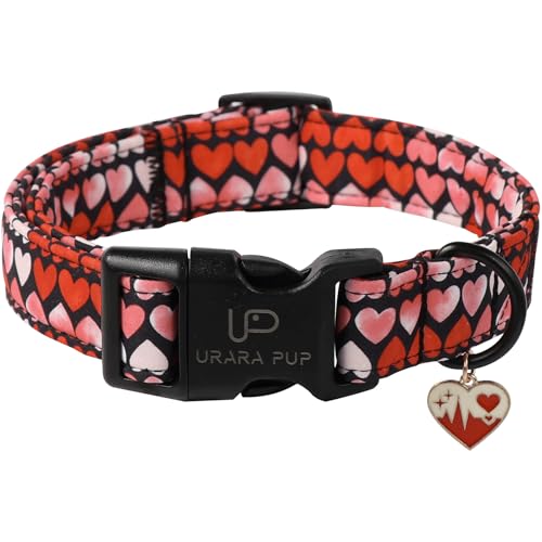 UP URARA PUP Hundehalsband, Herzmotiv, Größe M, Baumwolle, Valentinstagsgeschenk, für kleine und mittelgroße Hunde UP URARA PUP Hundehalsband, Herzmotiv, Größe M, Baumwolle, Valentinstagsgeschenk, für kleine und mittelgroße Hunde von UP URARA PUP