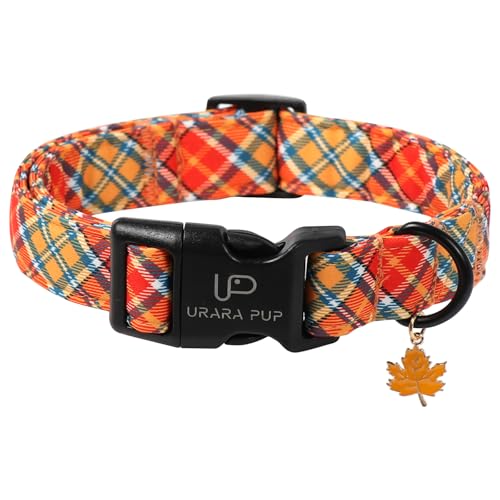 UP URARA PUP Hundehalsband mit Herbstkaro, verstellbar, orangefarbenes Schottenkaro, mit Herbstblatt-Charm, gemütliche Herbststimmung, orange-gelbes Gitter, Welpenhalsbänder für kleine, mittelgroße UP URARA PUP Hundehalsband mit Herbstkaro, verstellbar, orangefarbenes Schottenkaro, mit Herbstblatt-Charm, gemütliche Herbststimmung, orange-gelbes Gitter, Welpenhalsbänder für kleine, mittelgroße von UP URARA PUP