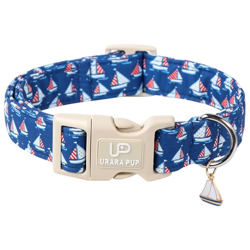 UP URARA PUP Hundehalsband mit USA-Flagge, 4. Juli, bequemes Baumwoll-Hundehalsband, amerikanische Flagge, Halsband für mittelgroße Mädchen, Jungen, patriotische Halsbänder mit Segelboot-Muster UP URARA PUP Hundehalsband mit USA-Flagge, 4. Juli, bequemes Baumwoll-Hundehalsband, amerikanische Flagge, Halsband für mittelgroße Mädchen, Jungen, patriotische Halsbänder mit Segelboot-Muster von UP URARA PUP