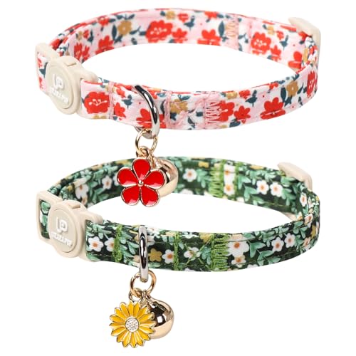 UP URARA PUP Katzenhalsband, 2 Stück, Blumenkatzen-Halsbänder, niedliches Sommerhalsband mit Glöckchen und Anhänger, hübsche Blumenkätzchen-Halsbänder mit Sicherheitsschnalle für Mädchen und Jungen UP URARA PUP Katzenhalsband, 2 Stück, Blumenkatzen-Halsbänder, niedliches Sommerhalsband mit Glöckchen und Anhänger, hübsche Blumenkätzchen-Halsbänder mit Sicherheitsschnalle für Mädchen und Jungen von UP URARA PUP