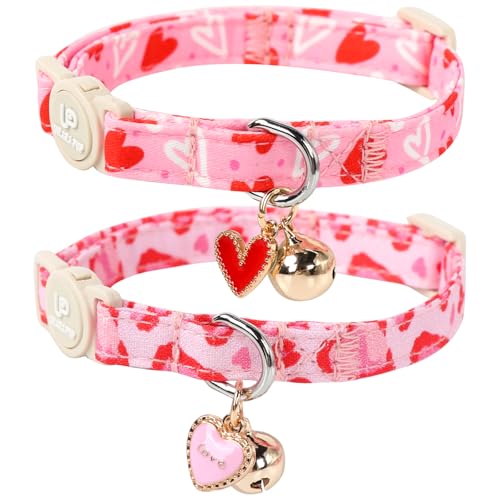 UP URARA PUP Katzenhalsband, 2 Stück, Valentinstags-Halsbänder, niedliches Katzenhalsband mit Glöckchen, rotes Liebesherz, Kätzchen-Halsbänder, rosa Herzen, Kätzchen-Halsband, verstellbare Größe für UP URARA PUP Katzenhalsband, 2 Stück, Valentinstags-Halsbänder, niedliches Katzenhalsband mit Glöckchen, rotes Liebesherz, Kätzchen-Halsbänder, rosa Herzen, Kätzchen-Halsband, verstellbare Größe für von UP URARA PUP