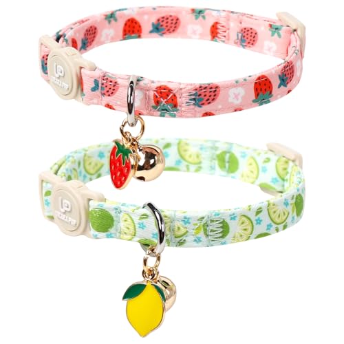 UP URARA PUP Katzenhalsband, Sommer-Kätzchen-Halsbänder, niedliche Limetten- und Erdbeer-Anhänger, abbrechbares Kätzchen-Halsband, Katzenhalsband mit Glöckchen, für Mädchen und Jungen, 2 Stück UP URARA PUP Katzenhalsband, Sommer-Kätzchen-Halsbänder, niedliche Limetten- und Erdbeer-Anhänger, abbrechbares Kätzchen-Halsband, Katzenhalsband mit Glöckchen, für Mädchen und Jungen, 2 Stück von UP URARA PUP