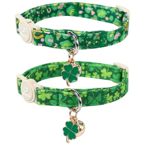 UP URARA PUP Katzenhalsband, St. Patrick's Day Kätzchen-Halsbänder, niedliches Kleeblatt, Breakaway-Kätzchen-Halsband, Frühlingsgrün, Dreiblatt-Katzenhalsband mit Glöckchen, Glücksklee-Halsband für UP URARA PUP Katzenhalsband, St. Patrick's Day Kätzchen-Halsbänder, niedliches Kleeblatt, Breakaway-Kätzchen-Halsband, Frühlingsgrün, Dreiblatt-Katzenhalsband mit Glöckchen, Glücksklee-Halsband für von UP URARA PUP
