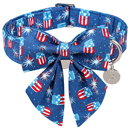 UP URARA PUP Patriotisches Hundehalsband mit Fliege, Halsband mit amerikanischer Flagge, Halsband für Welpen, Jungen, Mädchen, Hund oder Katze, bequemes Sommer-Halsband mit Fliege mit Metallschnalle, UP URARA PUP Patriotisches Hundehalsband mit Fliege, Halsband mit amerikanischer Flagge, Halsband für Welpen, Jungen, Mädchen, Hund oder Katze, bequemes Sommer-Halsband mit Fliege mit Metallschnalle, von UP URARA PUP
