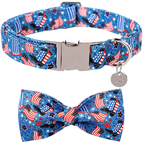UP URARA PUP Patriotisches Hundehalsband mit Fliege, Halsband mit amerikanischer Flagge, Halsband für große Jungen, Mädchen, Hunde, bequemes Sommerhalsband mit Metallschnalle, Größe L UP URARA PUP Patriotisches Hundehalsband mit Fliege, Halsband mit amerikanischer Flagge, Halsband für große Jungen, Mädchen, Hunde, bequemes Sommerhalsband mit Metallschnalle, Größe L von UP URARA PUP