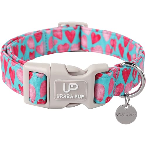 UP URARA PUP Rosa Herz Hundehalsband, Valentinstagsgeschenk für Welpen, kleine, mittelgroße Hunde, verstellbare Größe, Baumwollmaterial, einzigartiges Design UP URARA PUP Rosa Herz Hundehalsband, Valentinstagsgeschenk für Welpen, kleine, mittelgroße Hunde, verstellbare Größe, Baumwollmaterial, einzigartiges Design von UP URARA PUP