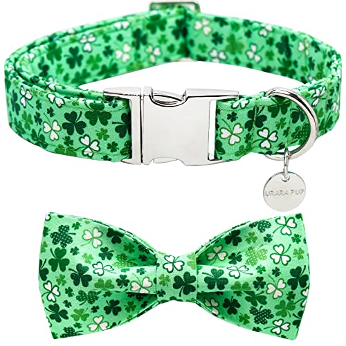 UP URARA PUP St. Patrick's Day Hundehalsband mit Fliege, Baumwolle, St. Patrick's Day Fliege Halsband für mittelgroße Mädchen und Jungen, Glückskleeblatt-Hundehalsband mit Metallschnalle, Grün, UP URARA PUP St. Patrick's Day Hundehalsband mit Fliege, Baumwolle, St. Patrick's Day Fliege Halsband für mittelgroße Mädchen und Jungen, Glückskleeblatt-Hundehalsband mit Metallschnalle, Grün, von UP URARA PUP