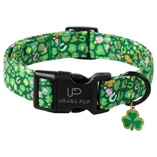 UP URARA PUP St. Patrick's Hundehalsband, Baumwolle, St. Patricks Kleeblatt Halsband für Welpen, Mädchen, Junge, Hund oder Katze, Lucky Shamrock Hundehalsband mit Metallschnalle, Grün, Frühling, XS UP URARA PUP St. Patrick's Hundehalsband, Baumwolle, St. Patricks Kleeblatt Halsband für Welpen, Mädchen, Junge, Hund oder Katze, Lucky Shamrock Hundehalsband mit Metallschnalle, Grün, Frühling, XS von UP URARA PUP