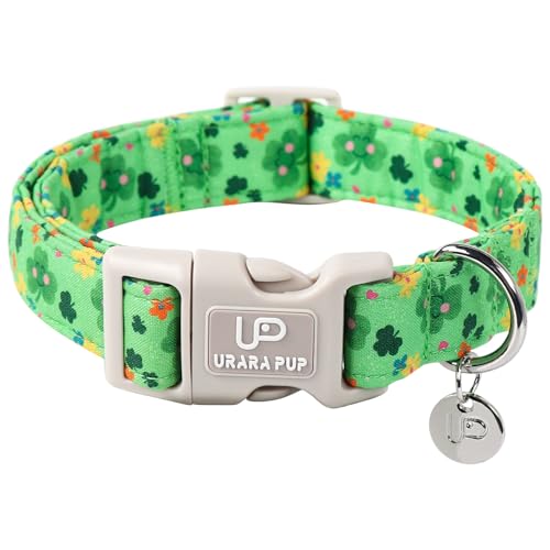 UP URARA PUP St. Patrick's Hundehalsband, Baumwolle, St. Patricks Kleeblatt Halsband für Welpen, Mädchen, Jungen, Hund oder Katze, Glückskleeblatt Hundehalsband mit Schnellverschluss, Frühlingsgrün UP URARA PUP St. Patrick's Hundehalsband, Baumwolle, St. Patricks Kleeblatt Halsband für Welpen, Mädchen, Jungen, Hund oder Katze, Glückskleeblatt Hundehalsband mit Schnellverschluss, Frühlingsgrün von UP URARA PUP
