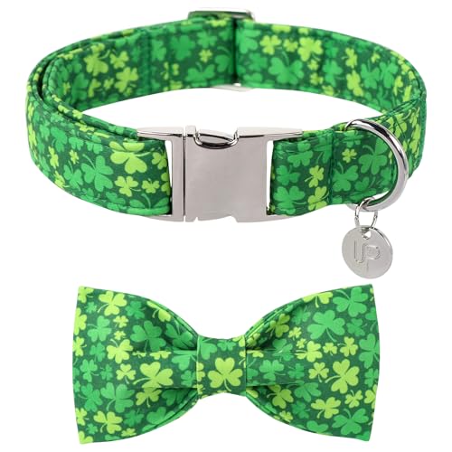 UP URARA PUP St. Patrick's Hundehalsband mit Fliege, Baumwolle, St. Patrick's Fliege Halsband für Mädchen und Jungen, Glückskleeblatt-Hundehalsband mit Metallschnalle, Feder, L UP URARA PUP St. Patrick's Hundehalsband mit Fliege, Baumwolle, St. Patrick's Fliege Halsband für Mädchen und Jungen, Glückskleeblatt-Hundehalsband mit Metallschnalle, Feder, L von UP URARA PUP
