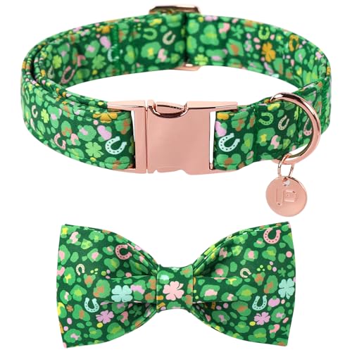 UP URARA PUP St. Patrick's Hundehalsband mit Fliege, Frühlingskleeblatt-Fliege für Mädchen, Jungen, Hund, Glücksklee-Hundehalsband mit Metallschnalle, grünes Halsband für Hunde, XS UP URARA PUP St. Patrick's Hundehalsband mit Fliege, Frühlingskleeblatt-Fliege für Mädchen, Jungen, Hund, Glücksklee-Hundehalsband mit Metallschnalle, grünes Halsband für Hunde, XS von UP URARA PUP