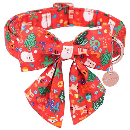 UP URARA PUP Weihnachts-Hundehalsband mit Fliege, Weihnachtshalsband für Welpen, Mädchen, Jungen, Hund oder Katze, Fliege Hundehalsband mit robuster Metallschnalle, niedliches Haustierhalsband, XS UP URARA PUP Weihnachts-Hundehalsband mit Fliege, Weihnachtshalsband für Welpen, Mädchen, Jungen, Hund oder Katze, Fliege Hundehalsband mit robuster Metallschnalle, niedliches Haustierhalsband, XS von UP URARA PUP