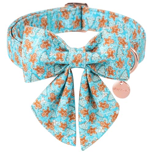 UP URARA PUP Weihnachts-Hundehalsband mit Fliege, verstellbares Lebkuchenhalsband, Weihnachts-Welpen, Fliege für kleine, mittelgroße und große Hunde, Größe L UP URARA PUP Weihnachts-Hundehalsband mit Fliege, verstellbares Lebkuchenhalsband, Weihnachts-Welpen, Fliege für kleine, mittelgroße und große Hunde, Größe L von UP URARA PUP
