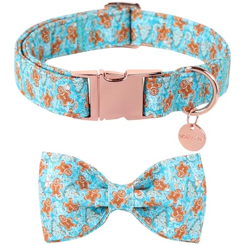 UP URARA PUP Weihnachts-Hundehalsband mit Fliege, verstellbares Lebkuchenhalsband, Weihnachts-Welpen, Fliege für kleine, mittelgroße und große Hunde, Größe S UP URARA PUP Weihnachts-Hundehalsband mit Fliege, verstellbares Lebkuchenhalsband, Weihnachts-Welpen, Fliege für kleine, mittelgroße und große Hunde, Größe S von UP URARA PUP