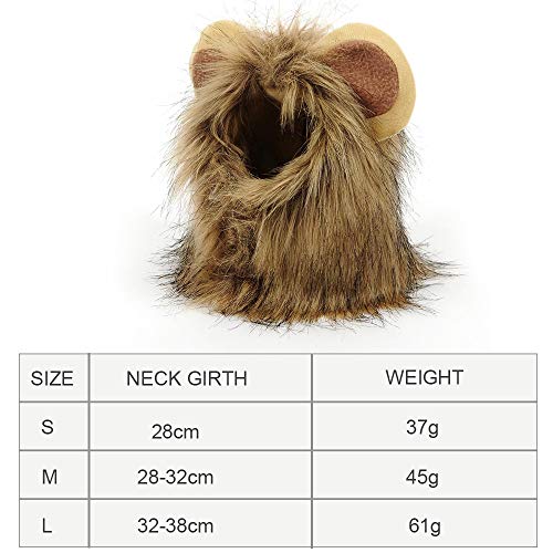 Pet Lion Kostüm, Löwenmähnekostüm für Katzen und Kleine Hunde, Realistisch und Waschbar, Bequemes Kleid für Halloween, Weihnachten (M) von UPALDHOU