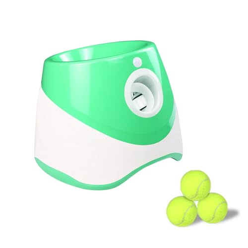 UPALDHOU Automatischer Hundeballwerfer Interaktiver Tennis - für Hunde, Haustierkugel -Wurfmaschine mit 3 Bällen, Innen-/Freien Spielen, ABS Material (hellgrün) von UPALDHOU