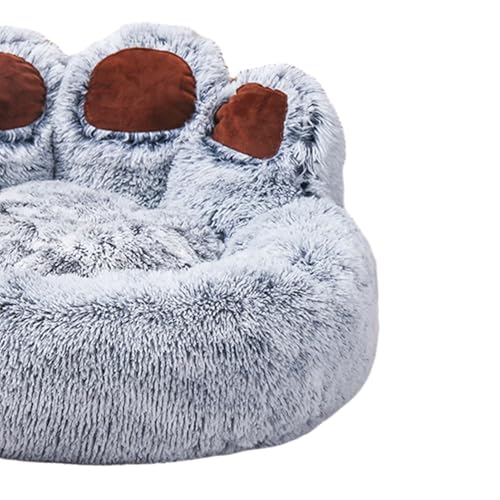 UPALDHOU Weicher und Bequemer Bär, Palmenförmiges Hundebett, Runde Plüschkatze-Bett für Kleine Hund, Rutschboden, Weit Verbreitete Verwendung in Home Office, Nicht-Schlupf-Grau (L) von UPALDHOU