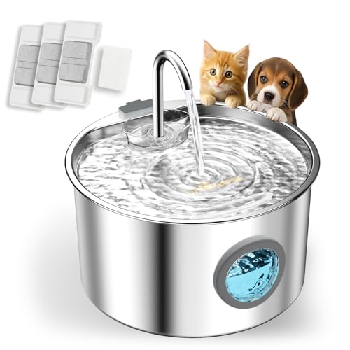 UPAWPIA Katzenbrunnen Edelstahl Trinkbrunnen für Katze 3.2L Katzenbrunnen für Katzen Hunde mit Wasserstandsfenster Ultra leise Wasserbrunnen für Katzen Pet Cat Fountain Stainless Steel mit LED Licht UPAWPIA Katzenbrunnen Edelstahl Trinkbrunnen für Katze 3.2L Katzenbrunnen für Katzen Hunde mit Wasserstandsfenster Ultra leise Wasserbrunnen für Katzen Pet Cat Fountain Stainless Steel mit LED Licht von UPAWPIA