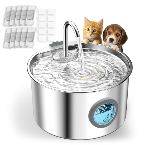 UPAWPIA Katzenbrunnen Edelstahl Trinkbrunnen für Katze 3.2L Katzenbrunnen für Katzen Hunde mit Wasserstandsfenster Ultra leise Wasserbrunnen für Katzen Pet Cat Fountain Stainless Steel mit LED Licht UPAWPIA Katzenbrunnen Edelstahl Trinkbrunnen für Katze 3.2L Katzenbrunnen für Katzen Hunde mit Wasserstandsfenster Ultra leise Wasserbrunnen für Katzen Pet Cat Fountain Stainless Steel mit LED Licht von UPAWPIA