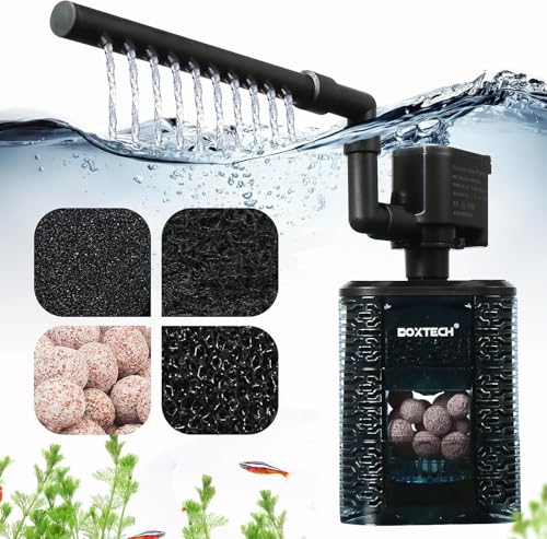 UPETTOOLS Aquariumfilter für Aquarien von 20-40 Gallonen - Ultra leiser Doppelschwammfilter mit eingebauter Wasserpumpe & 4-stufigem Filtersystem von UPETTOOLS