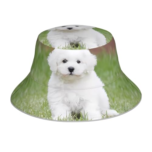 Bichon Frisé-Hunde-Hut, Unisex, doppelseitig, mit reflektierenden Streifen, für Outdoor-Aktivitäten, Angeln, Wandern, Kleidung von UPIKIT