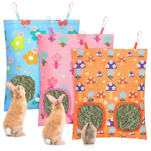 UPINS 3 Heusack für Kaninchen, 2-Loch Heu-Futterstation zum Aufhängen, für Chinchillas, Kaninchen, Hamster und kleine Haustiere UPINS 3 Heusack für Kaninchen, 2-Loch Heu-Futterstation zum Aufhängen, für Chinchillas, Kaninchen, Hamster und kleine Haustiere von UPINS