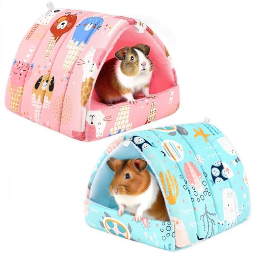 UPINS Meerschweinchen-Versteck für Meerschweinchen, waschbar, Kleintierhaus, Käfigzubehör für Maus, Chinchillas, Hamster, Igel, Frettchen, Bartagamen und Ratten (Ozean-Eiscreme), 2 Stück von UPINS
