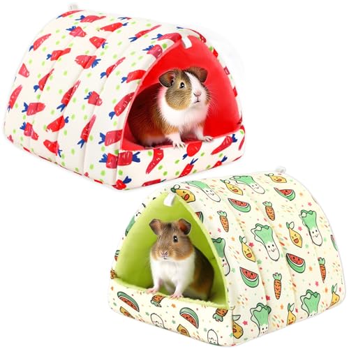 UPINS Meerschweinchenbett, Meerschweinchenversteck waschbar, Kleintierhaus, Käfigzubehör für Zwergkaninchen, Chinchillas, Hamster, Igel, Frettchen, Bartagamen und Ratten, 2 Stück von UPINS