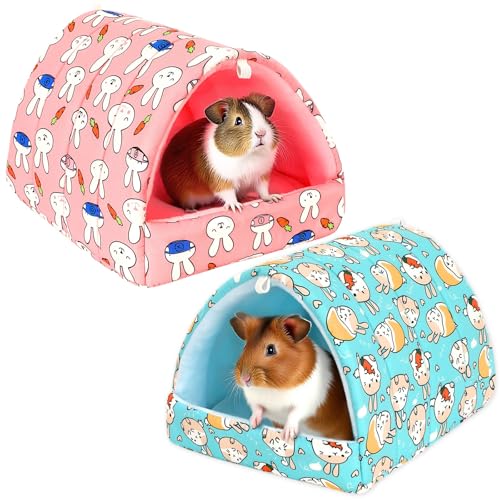 UPINS Meerschweinchenbett, Meerschweinchenversteck waschbar, Kleintierhaus, Käfigzubehör für Zwergkaninchen, Chinchillas, Hamster, Igel, Frettchen, Bartagamen und Ratten, 2 Stück von UPINS