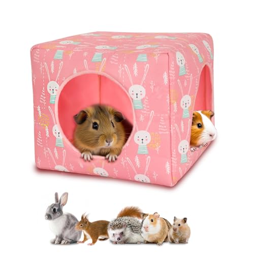 UPINS Meerschweinchenversteck für kleine Haustiere, waschbar, für Meerschweinchen, Frettchen, Chinchilla, Igel, Hasen, Kaninchen (Rosa) von UPINS