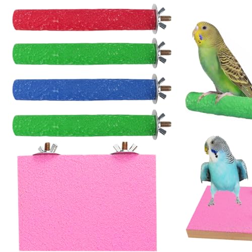 UPIQNG Vogelsitzstange, Holz, Papageienständer, rauer Sand, Holz, Conures Plattform, Pfotenschleifstab, Vogelsitzstange, Käfigzubehör für Vögel, Papageien, Hamster, 4 Stäbchen + 1 Ständer UPIQNG Vogelsitzstange, Holz, Papageienständer, rauer Sand, Holz, Conures Plattform, Pfotenschleifstab, Vogelsitzstange, Käfigzubehör für Vögel, Papageien, Hamster, 4 Stäbchen + 1 Ständer von UPIQNG