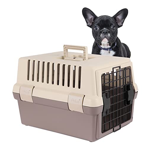 UPIT HaustierTragetasche – Fluggesellschaften zugelassene Hundetragetasche mit 2WegeTür – Katzentrage mit Griff und 4 Seiten Belüftung – KunststoffHundehütte für Reisen – für kleine Hunde und von UPIT