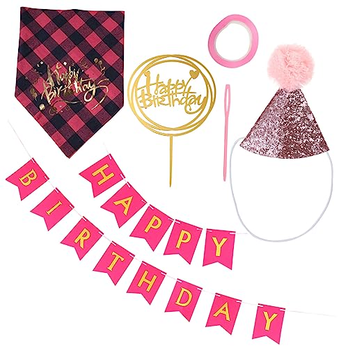 UPKOCH 1satz Pet Dog Birthday Party Dekorationen Banner Kuchen Picks Geburtstagsmütze Und Halsband Wiederverwendbar Für Hundegeburtstage von UPKOCH
