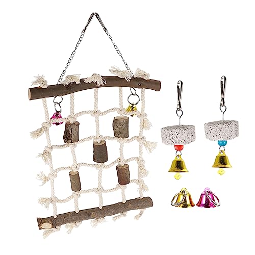 UPKOCH 1 Satz Papagei Baumwollseil Kletternetz mit Glocke für Wellensittiche und Nymphensittiche Teiliges Kauspielzeug für Vogelkäfig Robust und Langlebig UPKOCH 1 Satz Papagei Baumwollseil Kletternetz mit Glocke für Wellensittiche und Nymphensittiche Teiliges Kauspielzeug für Vogelkäfig Robust und Langlebig von UPKOCH