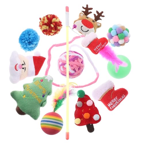 UPKOCH 1 Satz Weihnachtssock -Katzenspielzeug Interaktives für Katzen Plüsch süßer Katzenstab Kätzchen thematisiert Katzen-Teaser Teaser-Katzenspielzeug Plastik von UPKOCH