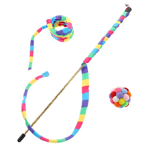 UPKOCH Katzenspielzeug Katzenangel Mit Glocke Und String Für Hauskatzen Katzenstab Zum Bindungsaufbau Und Training Katzenzubehör in Regenbogenfarben von UPKOCH