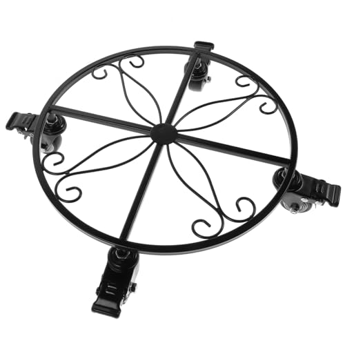 UPKOCH 1 Stück Gießer Aus Eisen Pflanzen Live Stand Runden Blumentopfbeweger Rolltopf Inhaber Zauberer Basen Dolly Universelles Blumentopfregal Mit Rädern Rollen Groß Anlage Black Metall von UPKOCH