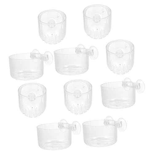 UPKOCH 10 Stück Teiliges Aquarium Pflanzenhalter Acryl und Pflanzentöpfe mit Saugnäpfen für Fischbecken zur Dekoration und Fütterung von Aquarienpflanzen von UPKOCH